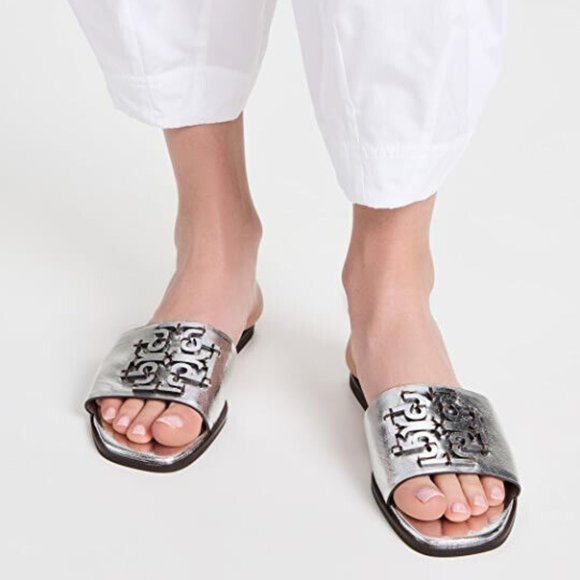 ❤️ NIB Tory Burch Ines Slide Leather Sandal Almond Flour 6.5 7 8 8.5 9 9.5 10 - Picture 3 of 16